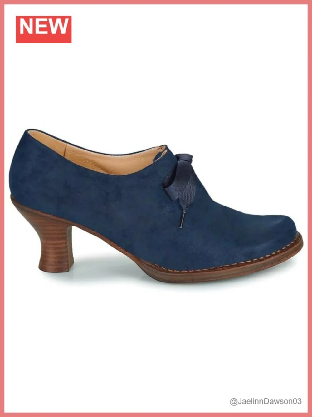 Vintage Kitten Heel Oxford Loafer Pumps Round Toe Lace Up Suede 2